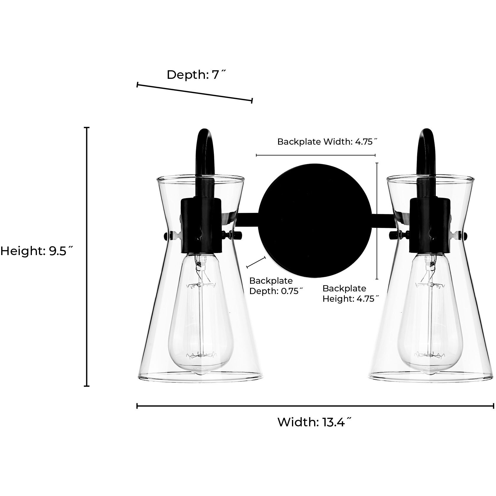 Camellia 2 Light 13.4 inch Matte Black Bathroom Vanity Light Wall Light